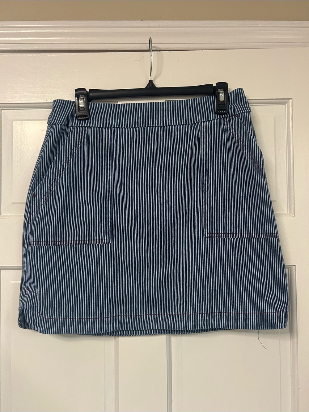 Tribal Blue and White Pinstripe Mini Skirt